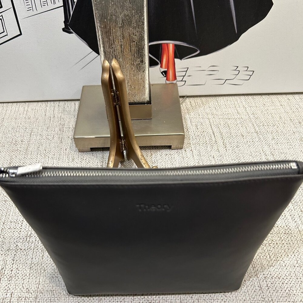 Theory Dark Sojourn Washed Leather Pouch/Clutch - Picture 5 of 8